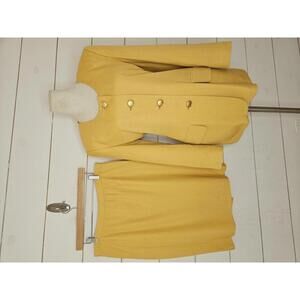 VINTAGE 90s Albert Nipon size 12 yellow 2 piece blazer & skirt suit